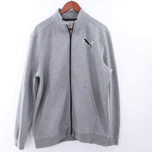 Puma | Mens Full Zip Up Sweatshirt Large Gray Logo - Picture 1 of 7